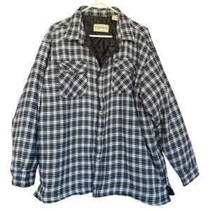 Wilderness Jacket Mens 2XL Black Gray Plaid Quilted Flannel Lined Outdoors Warm